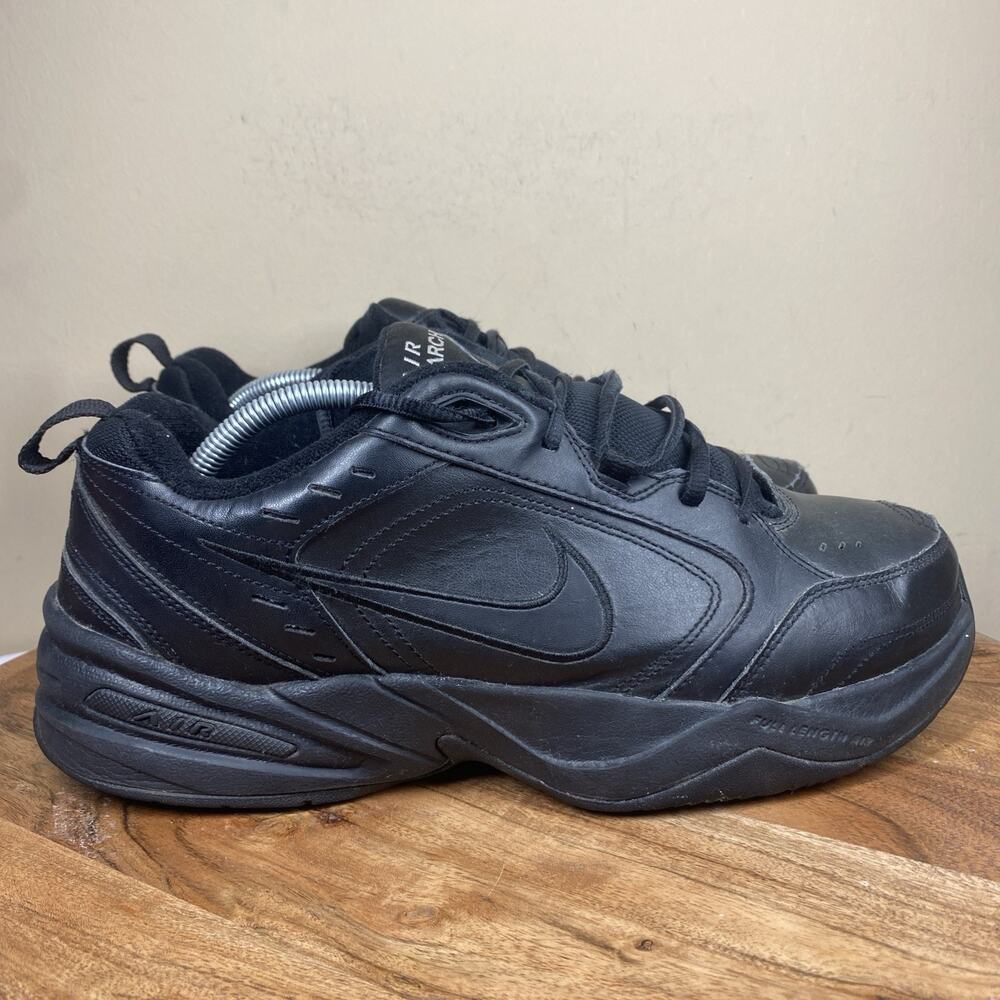 Nike Air Monarch IV Mens Triple Black Size 10.5 Shoes Sneakers 415445-001